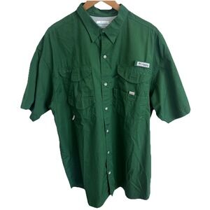 Columbia Shirt Mens Sz XL PFG Button Omni Shade Hunter Green Fishing Rare Color